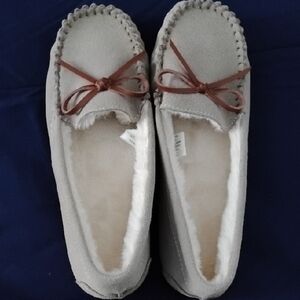 Joyspun Taupe Suede Moccasins Slip On Shoes Women Size 6 Wide